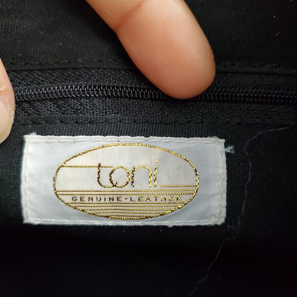 Toni Vintage 80s Black Genuine Leather Clutch - Picture 8 of 8